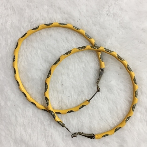 Yellow Gold Two Tone Large Hoop Earrings - Picture 1 of 10